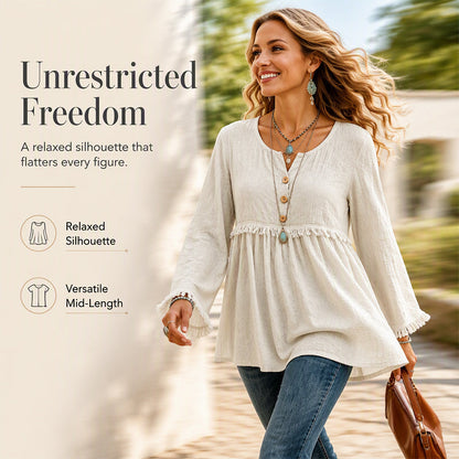 🌸💖Women's Casual Loose Long Sleeve Fringe Top