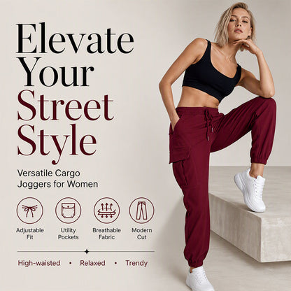 Women's Casual Drawstring Waist Cargo Pants