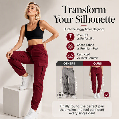 Women's Casual Drawstring Waist Cargo Pants