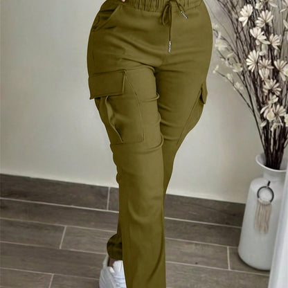 Women's Casual Drawstring Waist Cargo Pants