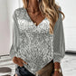Women's Elegant Sequin V-Neck Top