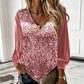 Women's Elegant Sequin V-Neck Top
