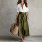 Women's Elegant Shirt & Tie-Waist Skirt Set