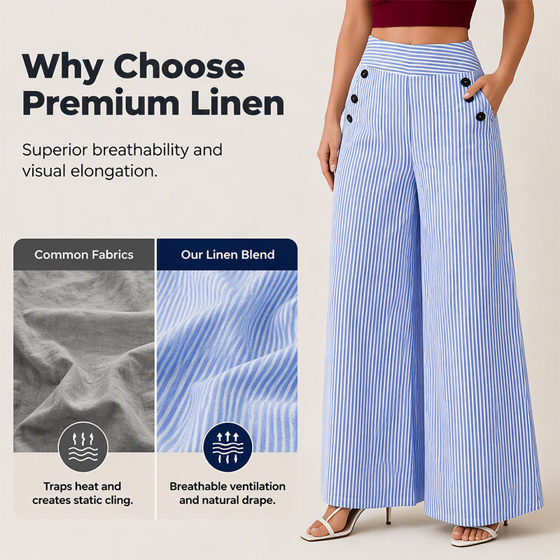 High-Waist Striped Wide-Leg Trousers