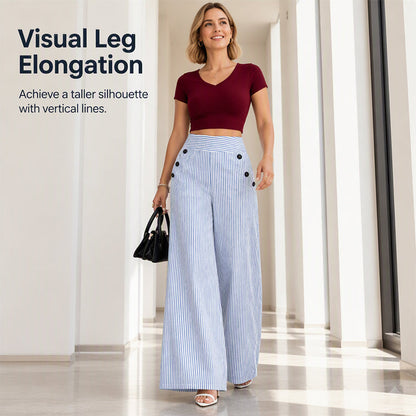 High-Waist Striped Wide-Leg Trousers