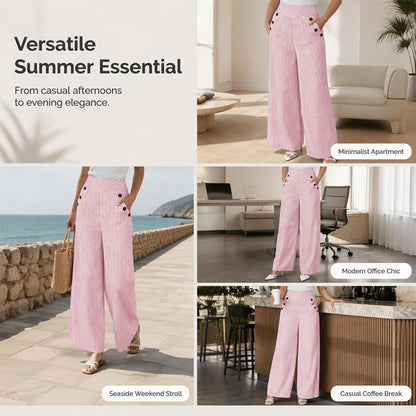 High-Waist Striped Wide-Leg Trousers