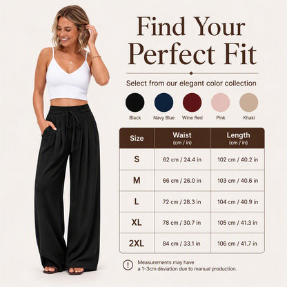 Women's Casual Flowy Pleated Wide-Leg Pants