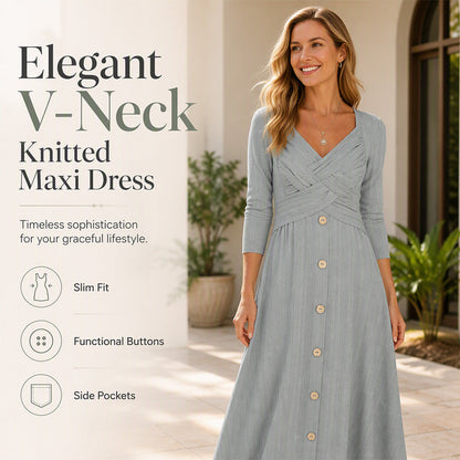 👖✨ Women's Casual Cross-Front V-Neck Cotton Dress