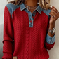 Women’s Denim Patchwork Lapel Long-Sleeve Shirt