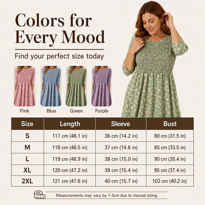 💃Women's Smocked Floral Print Dress