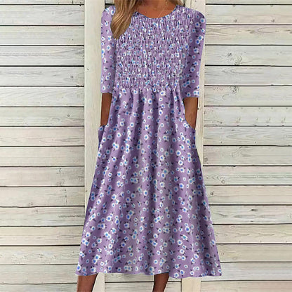 💃Women's Smocked Floral Print Dress
