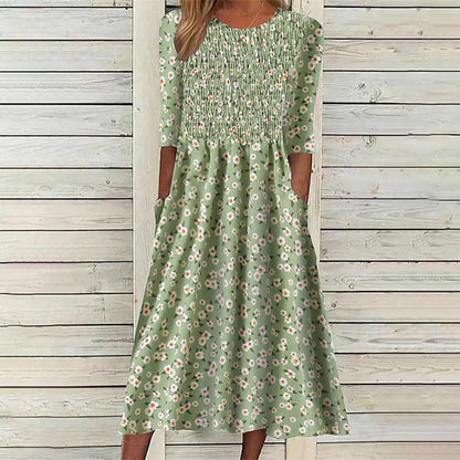 💃Women's Smocked Floral Print Dress