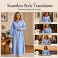 Women's Pleated Waist Long Sleeve Shirt Dress