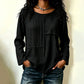 Women's Crewneck Textured Patchwork Top