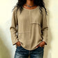 Women's Crewneck Textured Patchwork Top