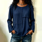 Women's Crewneck Textured Patchwork Top