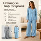 Women's V-Neck Long Sleeve Top & Wide-Leg Pants Set