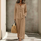 Women's V-Neck Long Sleeve Top & Wide-Leg Pants Set