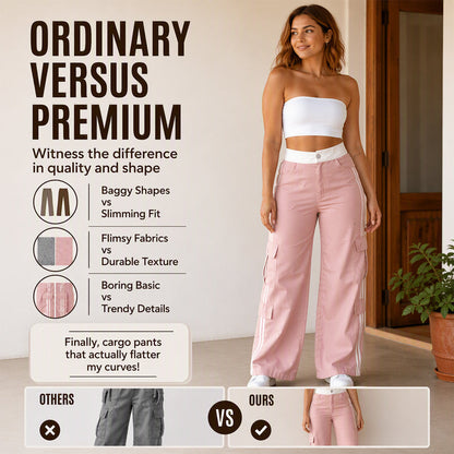Women's Side Stripe Straight-Leg Cargo Pants