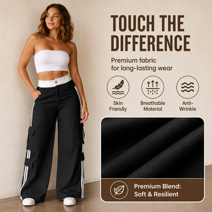 Women's Side Stripe Straight-Leg Cargo Pants