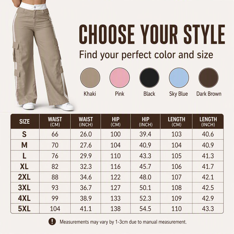 Women's Side Stripe Straight-Leg Cargo Pants