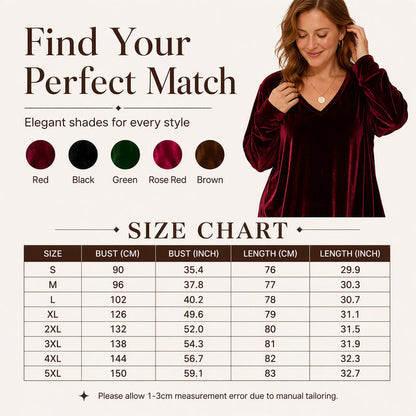 Women's V-Neck Long Sleeve Velvet Top