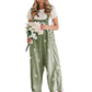 Women's Floral Print Loose-Fit Denim Overalls