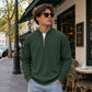 Men's Corduroy Quarter-Zip Pullover Sweatshirt Casual Stand Collar Long Sleeve Top