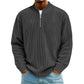 Men's Corduroy Quarter-Zip Pullover Sweatshirt Casual Stand Collar Long Sleeve Top