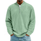 Men's Corduroy Quarter-Zip Pullover Sweatshirt Casual Stand Collar Long Sleeve Top
