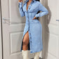 Long Sleeve Button-Down Denim Midi Dress