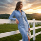 Long Sleeve Button-Down Denim Midi Dress