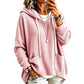 Women's Waffle Knit Loose Hooded Sweatshirt with Pockets