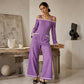 Women's Off Shoulder Contrast Trim Jumpsuit