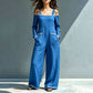 Women's Off Shoulder Contrast Trim Jumpsuit