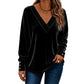 Women's V-Neck Long Sleeve Velvet Top
