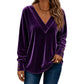 Women's V-Neck Long Sleeve Velvet Top
