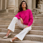 Women's Waffle Knit Loose-Fit Sweatshirt