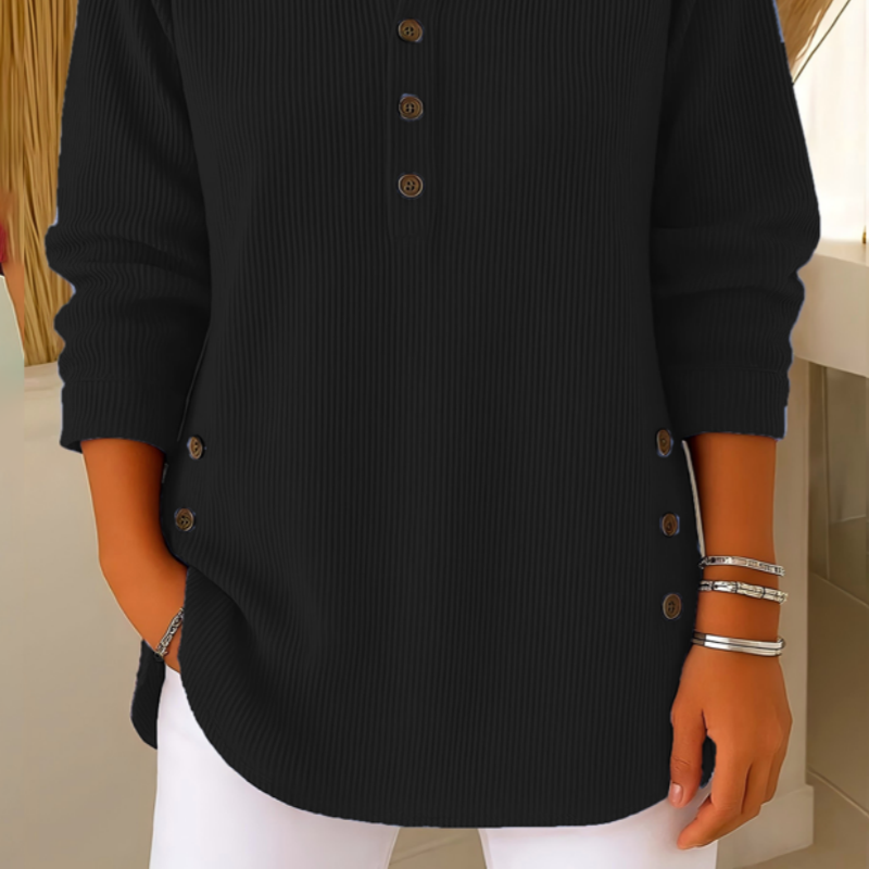 Women's Button-Up Corduroy Henley Tops
