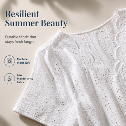 Breathable Jacquard V-Neck Top