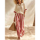 ✨ Women's Casual Striped Two Piece Wide Leg Pants Set – Effortless Style, All-Day Comfort