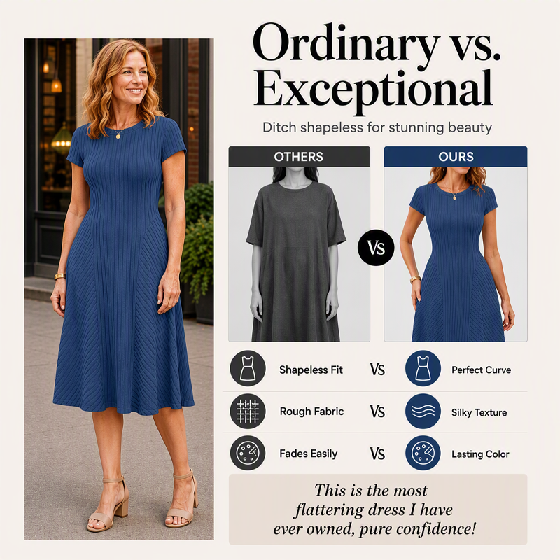✨Women's Elegant Brushed Ribbed Knit Dress