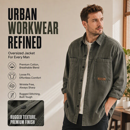 ⌛Limited-Time Offer🛍️Men's Long Sleeve Loose-Fit Utility Shirt