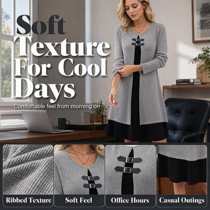 ⌛Limited-Time Offer-Women's Casual Ribbed Knit Long Sleeve Dress