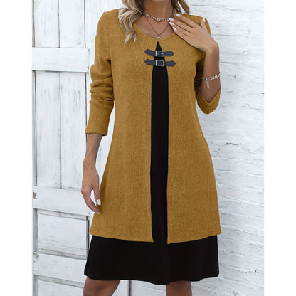 ⌛Limited-Time Offer-Women's Casual Ribbed Knit Long Sleeve Dress