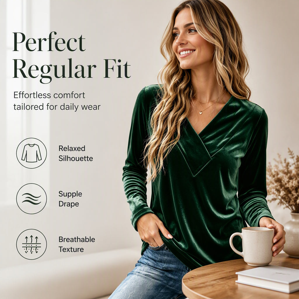 Women's Casual V-Neck Long Sleeve Top