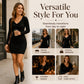 Women's Chic V-Neck Ribbed Knit Dress