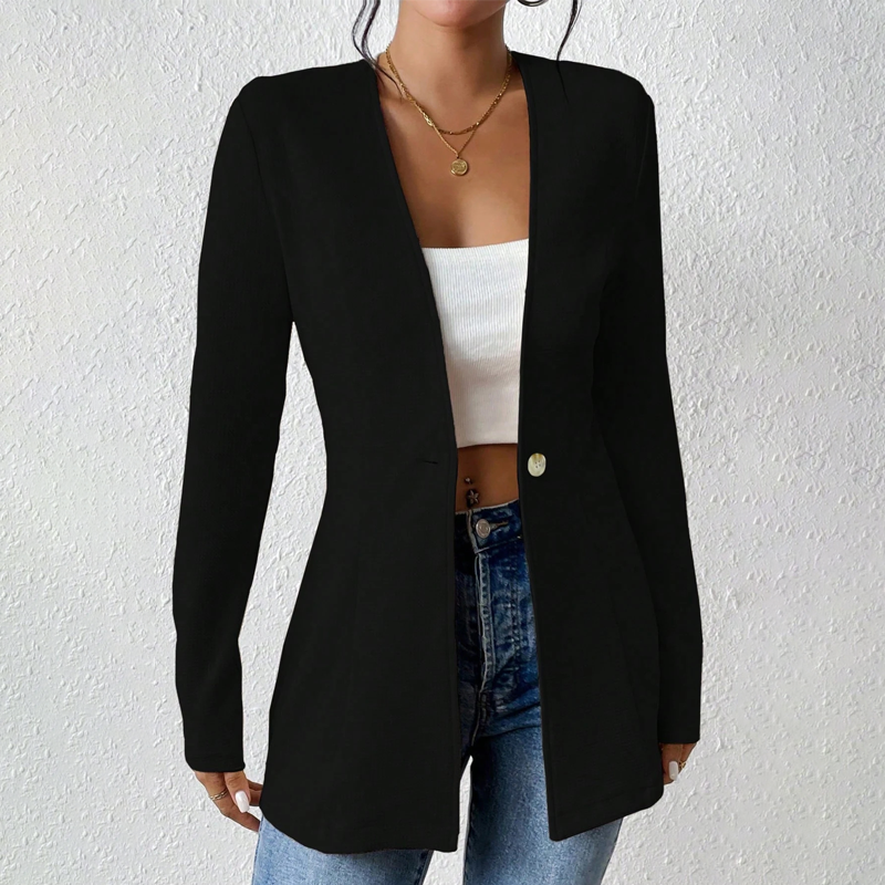 Women's One-Button Solid Color Blazer