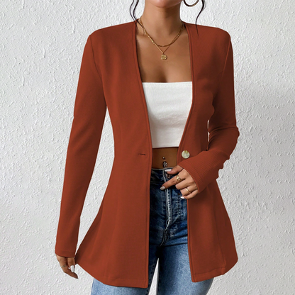 Women's One-Button Solid Color Blazer