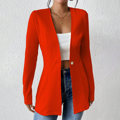 Women's One-Button Solid Color Blazer